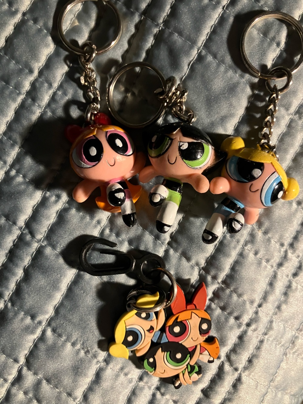 PowerPuff Girls Vintage Plastic Keychain Cartoon Network 90s Set Of 4